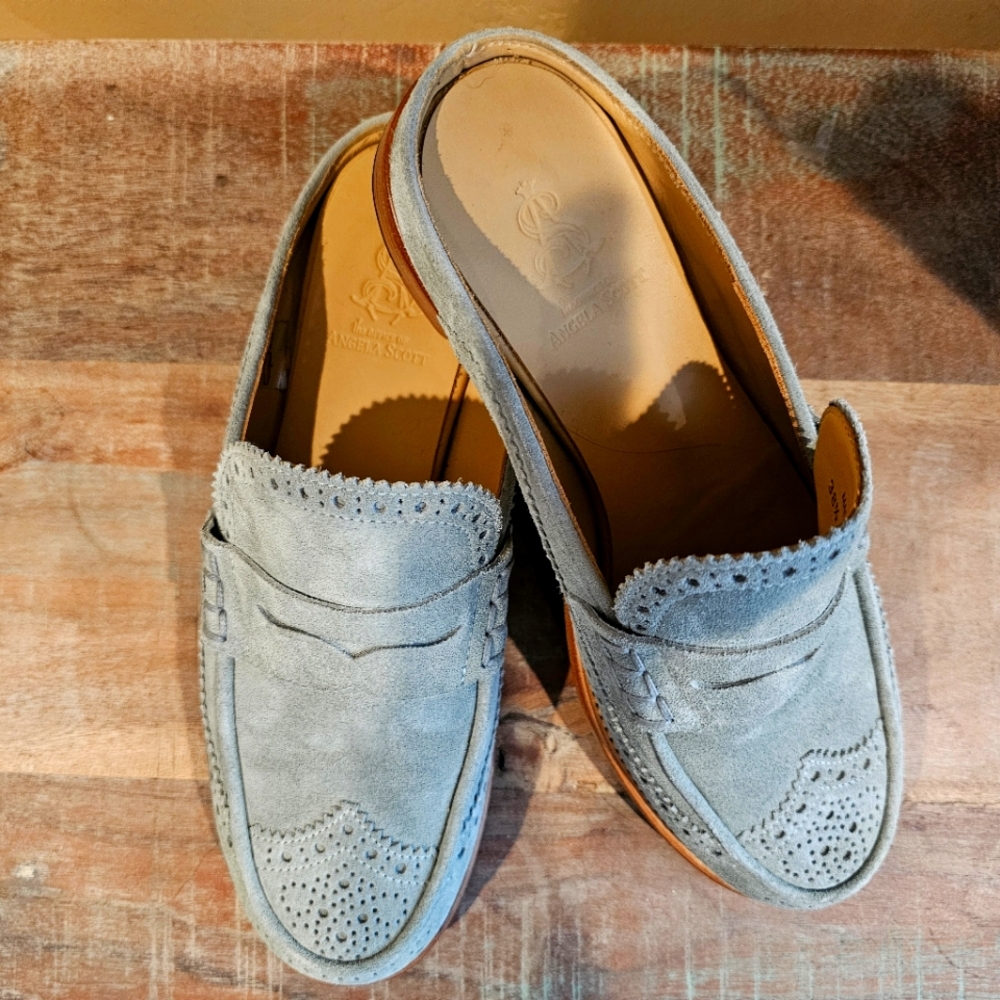 Gray Suede Mules